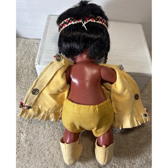 Vtg Regal Toys Native American Indian Dolls Suede Outfits Beaded Access '60s 12" - Picture 12 of 16